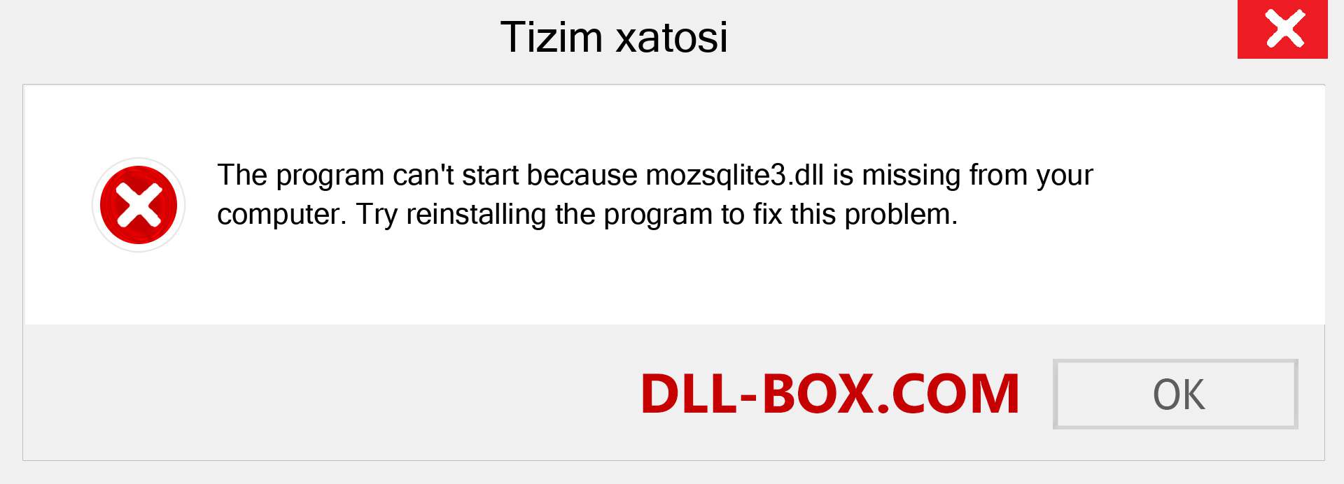 mozsqlite3.dll fayli yo'qolganmi?. Windows 7, 8, 10 uchun yuklab olish - Windowsda mozsqlite3 dll etishmayotgan xatoni tuzating, rasmlar, rasmlar